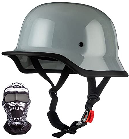 Motorrad Halbhelm Retro Halbschalenhelm Retro Deutsche Motorradhelm mit ECE Genehmigt, Vintage Offenem Helm Jet-Helm Für Männer Und Frauen Fahrrad Cruiser Chopper Moped Roller 57-64cm