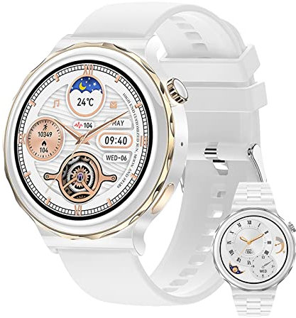 FORSINING Smartwatch, Fitness-Tracker mit Herzfrequenz-Schlafüberwachung, Anrufannahme/Telefonieren, NFC, Herren und Damen, Schrittzähler-Uhr, Gold