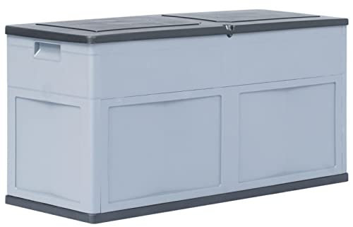 ZEYUAN Garden Storage Box 320 L Grey Black,Tool Box Garden Shed,Lawn Mower Storage,Garden Shed