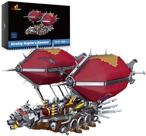 JMBricklayer mittelalterliches Luftschiff-Bauspielzeug-Set, 70137 Orgrim's Hammer-Modellschiff-Boot Sammler-Ausstellungsset, Weihnachtsgeburtstagsgeschenke für 8–14-jährige Jungen und Warcraft Spieler