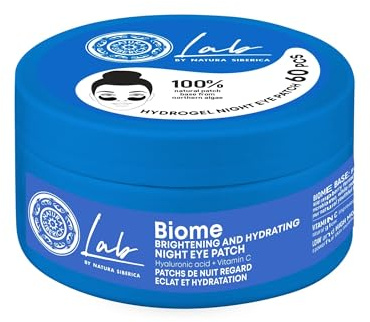 Natura Siberica Lab Biome Brightening & Hydrating Night Eye Patch 60 pcs – Nacht-Augenpads mit Hyaluron & Vitamin C, reduziert Augenringe, spendet Feuchtigkeit & sorgt für strahlende Augen