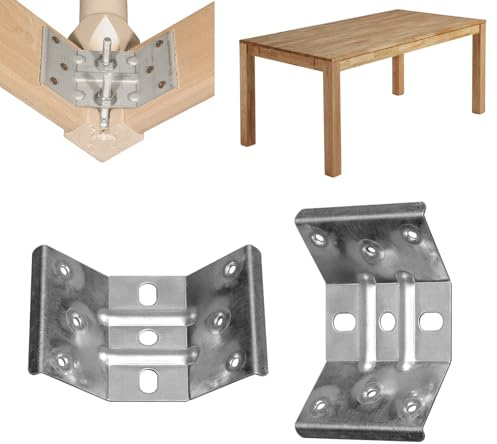 Evotrade Kit di 4pz Supporto Angolare Interno Gamba per Tavolo Kit di 4pz - Piastre di Montaggio Staffa Rinforzate In Acciaio Zincato (Altezza 90mm)