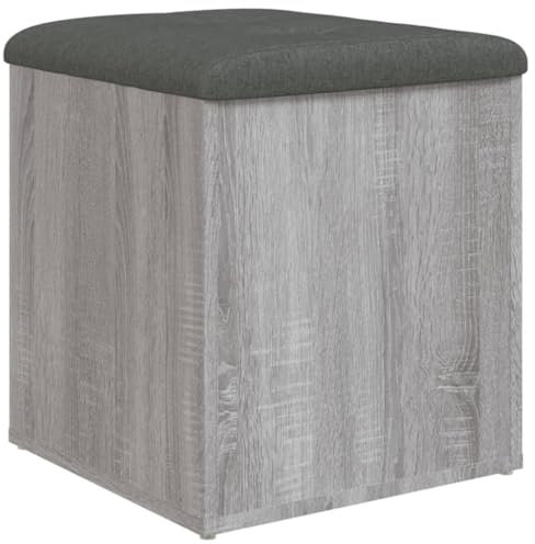 vidaXL Banco con Almacenaje, Almacenamiento para Juguetes Cojines, Banco para Zapatos, Asiento para Pasillo Salón, Madera de Ingeniería Gris Sonoma
