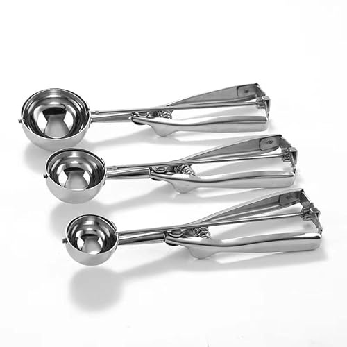 Cookie Scoop, Ice Cream Scoop, Cookie Scoops pour la cuisson ensemble de 3 avec Cookie Dough Scoop, 3Pcs Cookie Scooper pour la cuisson, acier inoxydable Cookie Scoop ensemble