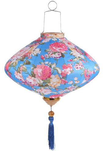 Amosfun Vietnamesische Seidenlaterne Chinesische Japanische Laterne Hängende Blumen Faltbare Festliche Asiatische Für Hochzeit Party Garten Festival Dekoration Blau