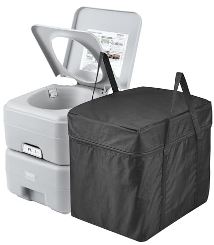 VEVOR Portable Toilet for Camping, RV Toilet with Carry Bag, 5.3 Gal Waste Tank & 3.2 Gal Flush Tank, Push-Button Pressurized Flush Commode, Leak-proof and Odourless Travel Toilet for Camping Car