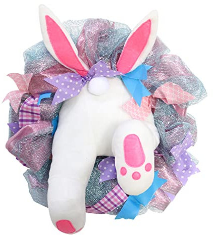 Osterkranz mit Hase Osterhase Kranz Osterdeko Osterhasenkranz Frühlingsdeko Osterkranz Haustür Wand Fensterdeko Osterhasengirlande Outdoor Indoor Künstliche Osterkranz Türkranz (Hot Pink, One Size)