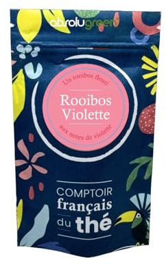Rooibos Saveur Violette – Comptoir Français du Thé – Infusion Florale Douce et Naturelle en Vrac 80g – Boisson Sans Théine, Notes Délicates de Fleurs de Violette, Idéale pour un Moment de Détente