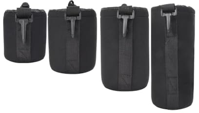 Set Custodia per Obiettivo, 4 Pezzi S M L XL Borse Portaoggetti per Fotocamera Portatile Neoprene Elastico Assorbimento degli Urti Custodia DSLR Custodia Protettiva Custodie