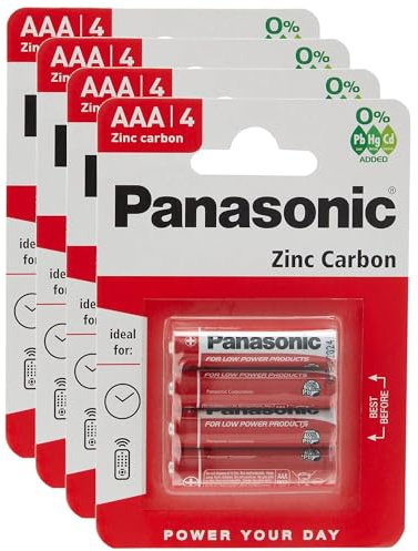 PANASONIC Lot de 4 Blisters de 4 Piles Red Zinc-Carbon AAA R03-1,5 V