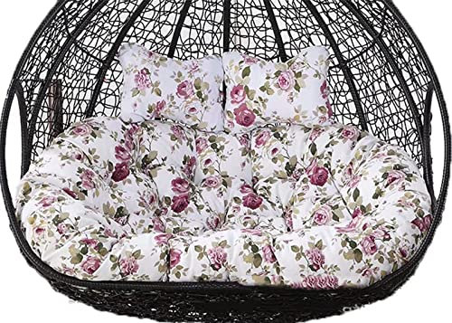 Outdoor Patio Wicker Loveseat Hängeschaukel Eierstühle für 2 Personen – Ersatz-Doppelei-Stuhlkissen, ideal für Terrasse, Hinterhof, Balkon – Hängematten-Schaukelstuhl-Kissen