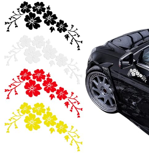 Adesivi multicolore Confezione di adesivi a fiore, 4 pezzi etichetta delicata per auto, motivo floreale, Stickers Adesivi Moto Macchina Esterni, per camper e rimorchi camper