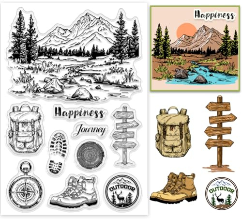PH PandaHall Transparente Briefmarken Outdoor-Silikon-Stempel Reise Gummistempel für Kartenherstellung Basteln Scrapbooking 16x11cm