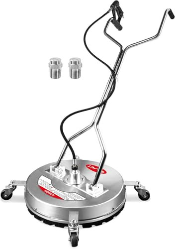 Pressure Washer Surface Cleaner 51cm/20in, Heavy-Duty Stainless Steel Jet Wash Patio Cleaner Attachment for Brick Wood Tile Stone Concrete, 4 Wheels & Dual Handles Rotary Surface Cleaner