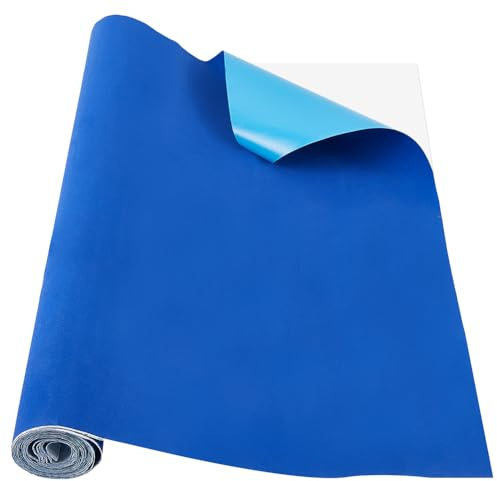 GORGECRAFT Forro de Terciopelo Autoadhesivo de 3mX45cm Hoja de Fieltro Forro de Terciopelo Azul Suave para Cajones Rollo de Tela con Reverso Adhesivo Despegable Y Pegable para Hacer Cajas de Joyería