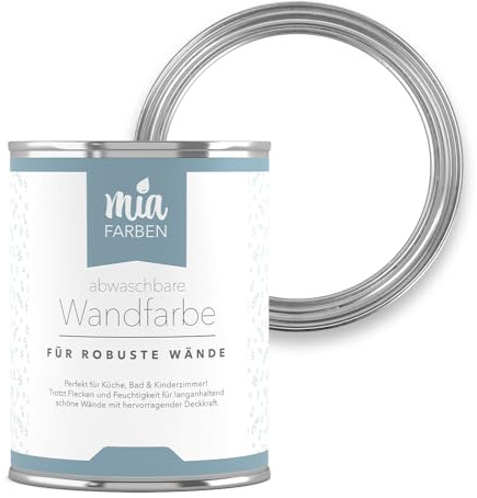 miafarben abwaschbare Wandfarbe matt 2,5 L (Traumhaftes Weiss) | Strapazierfähig & feucht abwischbar – hochdeckende, matte Innenfarbe für Küche, Flur, Bad & Kinderzimmer