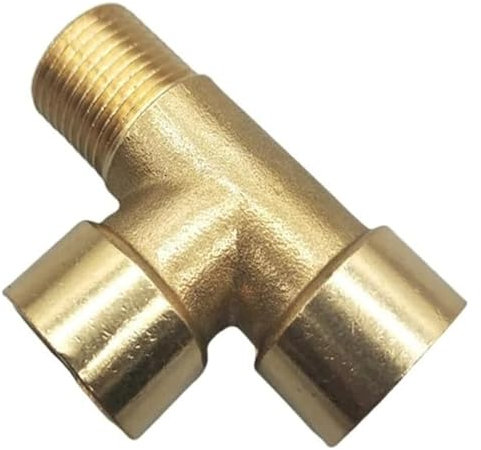 Brass Hose Barb Fittings, Pneumatic Plumbing Brass Pipe Fitting Male/Female Thread 1/8 1/4 3/8 1/2 BSP Tee Type Copper Fittings Adapter(Mff,1/2)