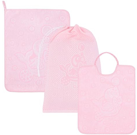 EMMEBi Set asilo bavaglino + asciugamano + sacca prodotto in Italia (Rosa)