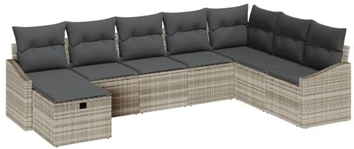 vidaXL Trädgårdsoffset med kudde med lagring 8 pcs konstrotting, Trädgårdsoffor, modulära, lätta, UV-resistenta, med förvaringsfack, moderna, utomhusmöbler
