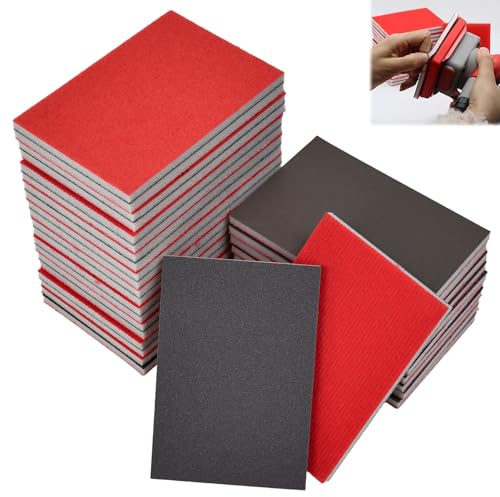 WEFHEF 36 Pcs Éponges Abrasives Humides et Secs, Éponge à Poncer Grain 180/320/600/800/1200/1500/2000/2500/3000, Éponges Polissage Manuels, Papier Ponçage Flexible, pour Bois Cloison Métal Carrosserie