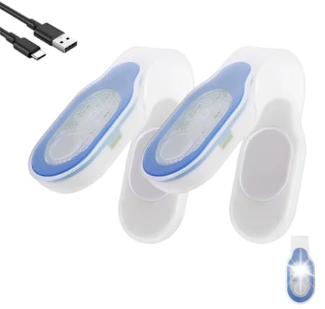 LOMUG Lampe de Poche de Soins de Nuit, 2 Pièces LED Lumière à Clip, Lampe Clip Externe USB Rechargeable Magnétique 3 Modes pour Infirmière, Course, Jogging