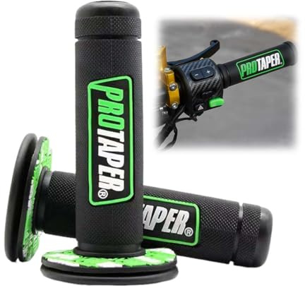 KEPYATI Manopola in gel per manubrio di motocicletta, Manubrio Gomma Freno Manopole, da 7/8, per K.T.M CRF EXC YZF Protaper Pro Conica Motocross Dirt Pit Bike （Nero e verde）