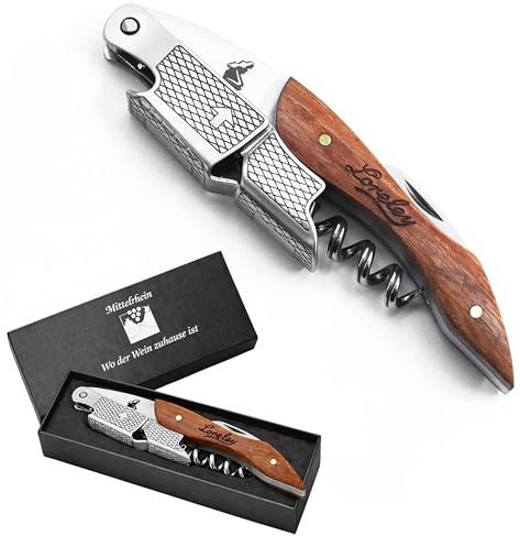 LORELEY® MITTELRHEIN Germany Premium Kellnermesser | Korkenzieher | Weinöffner | Flaschenöffner aus Olivenholz & Edelstahl für Kellner & Barkeeper | jeden Haushalt & Anlass (Loreley-Deluxe Modern)