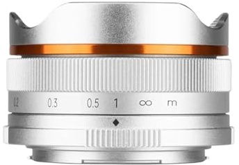 Compatible con Lente Manual Gran Angular Ojo de pez APS-C Sony E Mount 10 mm F5.6(Silver,RF)