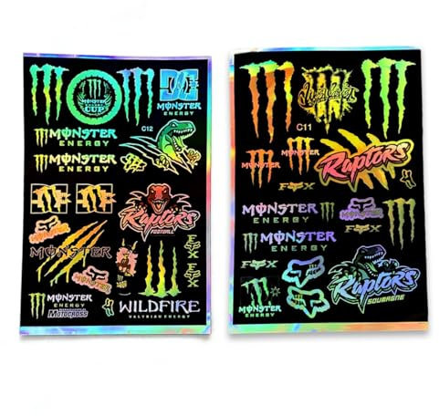 OPVYAEU 2er Set Laser Aufkleber und klassische Sticker für Motorrad, Fahrrad, Helm, Auto, reflektierende Vinyl Sticker für DIY Dekoration, Kinder, Teenager, kreative Bastelideen