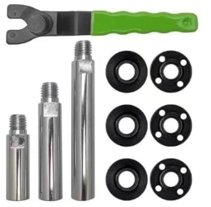 Lot de 10 tiges d'extension pour meuleuse d'angle avec clé réglable pour meuleuses et polisseuses filetées 58-11, construction en acier, bricolage et utilisation professionnelle