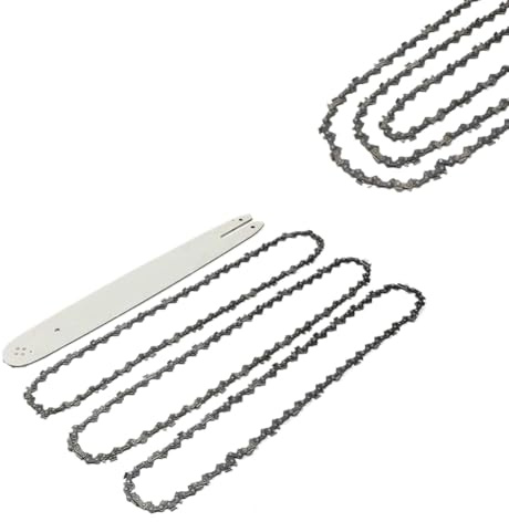 Set catena per sega da 16 pollici e barra guida con 3 catene e 1 barra, passo 3/8LP, calibro 0,050, compatibile con i modelli 009, 012, 021, E180, MS180, MS190, MS250, HT70