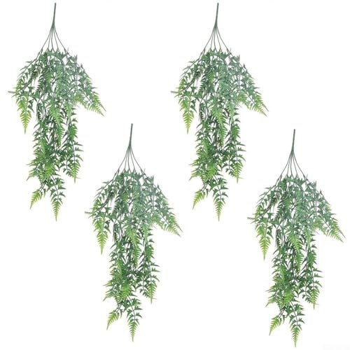 SiSinkal Plantas artificiales realistas colgantes para helechos, plantas de hiedra falsas para uso en interiores y exteriores, sin mantenimiento, decoración de vegetación sintética para sala de estar