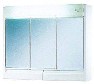 Jokey Spiegelschrank Saphir mit LED Beleuchtung 60 cm breit, Kunststoff Spiegelschrank in Weiß inkl. Steckdose