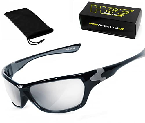 HSE® SportEyes® | SPORTBRILLE | UV400 Schutzfilter, HLT® Kunststoff-Sicherheitsglas nach DIN EN 166 | Fahrradbrille, Sonnenbrille, Bikerbrille, Radbrille: HIGHSIDER