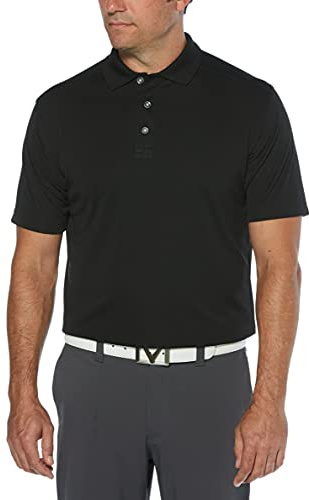 Callaway Herr kortärmad Core Performance Golf Polo Shirt med solskydd (storlek S - 4X stor och lång), Svart, L Lång