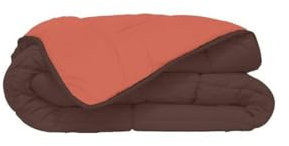 Couette bicolore Polyester Chocolat/Corail 220 x 240 cm - POYET MOTTE - Gamme CALGARY
