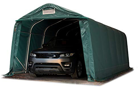Garagenzelt Carport 3,3 x 7,2 m in dunkelgrün Unterstand Lagerzelt PVC 800 N Plane und Stabiler Stahlrohrkonstruktion