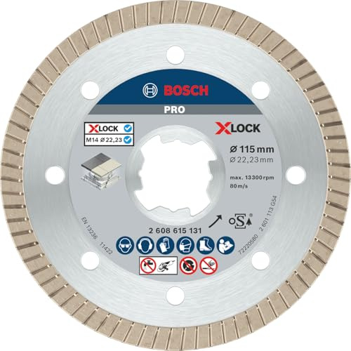 Bosch 1x PRO Ceramic X-Lock Diamanttrennscheibe, 115 x 22,23 mm, 22,23 mm | für Marmor, Harte Fliesen, Ø 115 mm, Professional Zubehör Kleiner Winkelschleifer