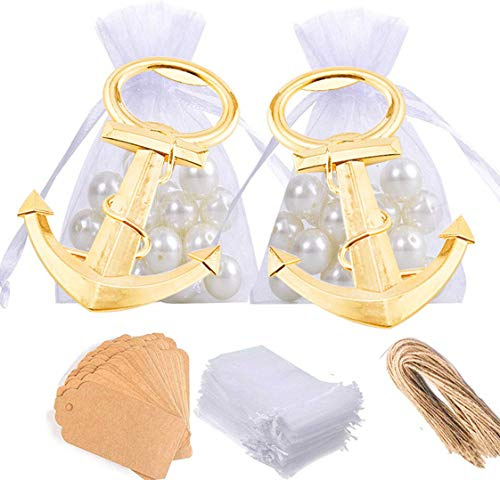 Awtlife 30 Pezzi apribottiglie con Ancora Oro Baby Shower con Borsa Regali per Ospiti bomboniere