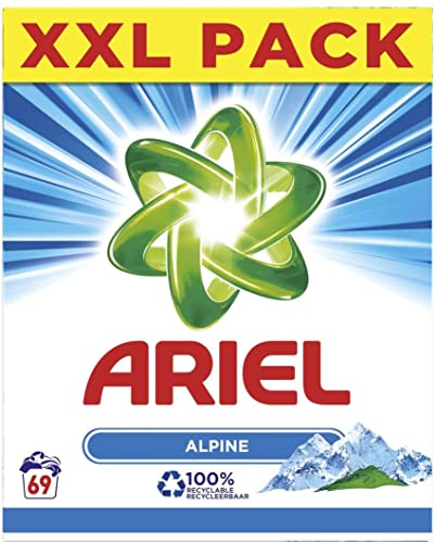 Ariel Alpine Parfum Waschpulver, 69 Waschgänge (4,485 kg), entfernt hartnäckige Flecken und hinterlässt keine Rückstände