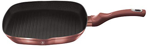 28cm Colorful Square Grill Pan Fry Frying Marble Non Stick Griddle Steak Kitchen Induction Appliances (Rose)