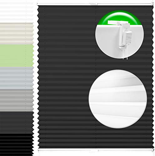 Horivert Plissee Pliseerollo mit Klemmträger Ohne Bohren Stoff Fensterrollo Klemmfix Faltrollo Jalousie Sonnenschutz Blickdicht 75x210 cm