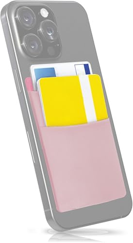 MyGadget Korthållare - antiRFID-signaler - dubbel elastisk självhäftande ficka med lock för smartphone - universell plånbok för papper/nycklar - rosa guld