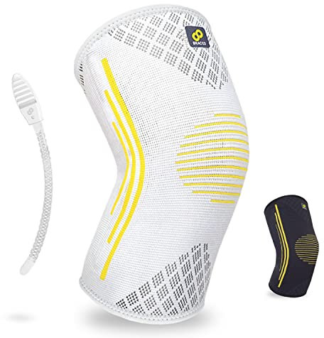 BRACOO Knee Support Compression Sleeve - Lightweight & Breathable Knee Brace with Stabilisers - Running, Cycling, Gym, Arthritis, Ligament Pain, for Men & Women, KE92 (Grey, M)