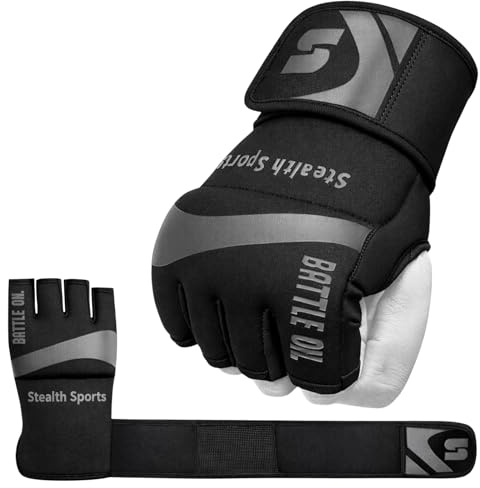 Stealth Sports Boxen Gel Innenhandschuhe, Neopren Boxbandagen, Gel Gepolsterte Punchinghandschuhe Boxhandschuhe, Knöchelschutz, Boxhandbandagen, MMA, Kampfsport, Trainings, Boxsack Gloves