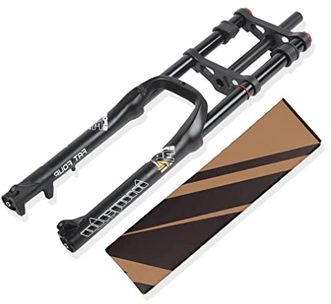 HSQMA Doppelschulter Federgabel 26 Zoll 4.0'' Fetter Reifen Luft Gabel 140mm Federweg Strand Schnee Fahrrad Stoßdämpfergabel Dämpfung Einstellen 1-1/8 Scheibenbrems 9mm QR (Color : 26'' Black)