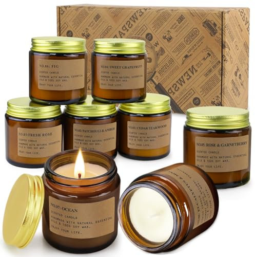 RoseTeak Holz Amber, Minze, Grapefruit 8 St pathogens Duftkerzen 800g Entspannend, Raumduft Kerzen Set