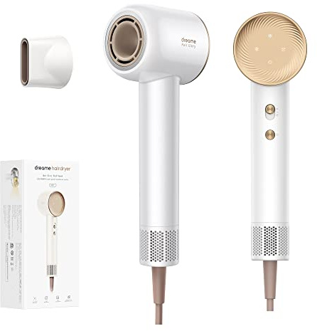 Dreame Hair Glory Haartrockner, trocknet schnell, 110.000 U/min Hochgeschwindigkeit, 70m/s Luftstrom, Negativ-Ionen-Technologie, Temperatur- und Luftgeschwindigkeitsregelung, Weiß