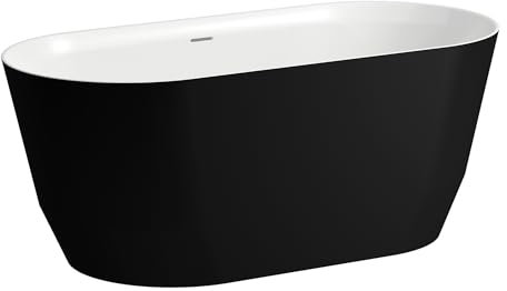 LAUFEN PRO Badewanne freistehend, Marbond, 1500x700x590mm, H2439520680001, Farbe: schwarz matt außen/weiß glänzend innen