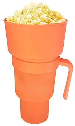 Vaso portátil 2 en 1 para Aperitivos, Palomitas de maíz, Recipiente para Aperitivos Resistente al Calor para Viajes, Parque, Teatro, Cine, hogar
